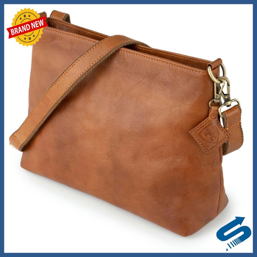 Vintage Leather Crossbody Shoulder Bag Satchel With Detachable Pouch
